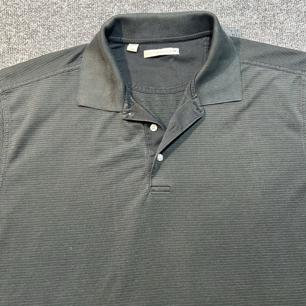 Vintage Cutter & Buck Mens Polo Shirt XL Black Cotton Long Sleeve Casual Golf - Picture 6 of 14